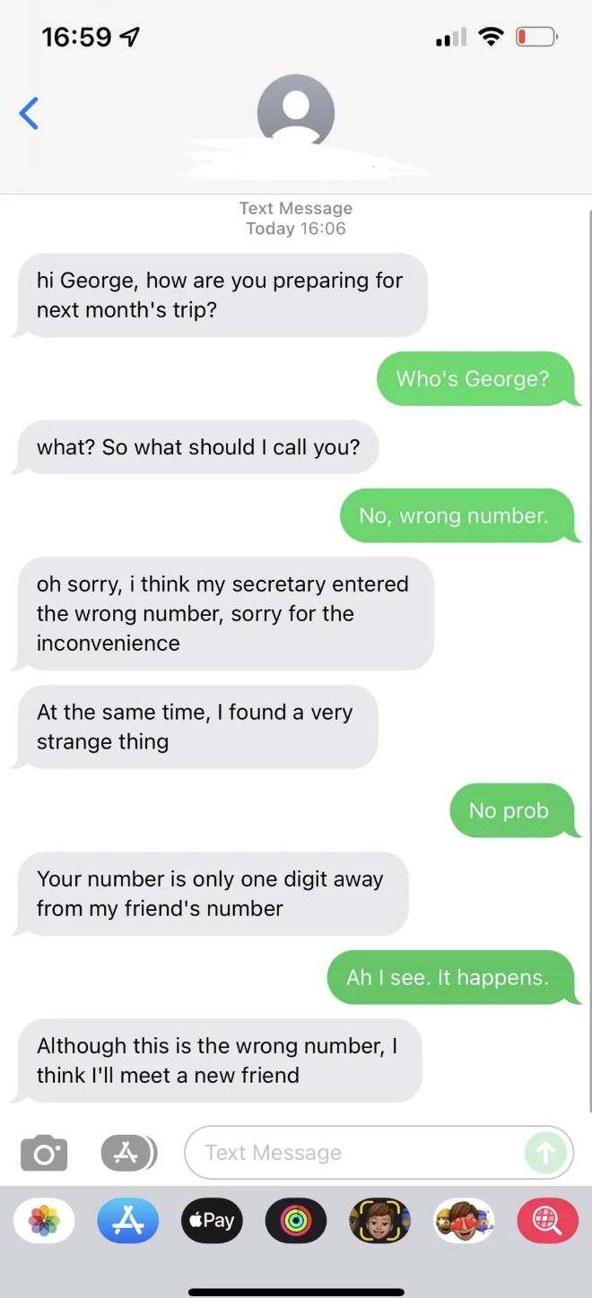 Wrong number text example